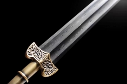 铜柄越王剑花纹钢双大槽|龙泉宝剑|花纹钢