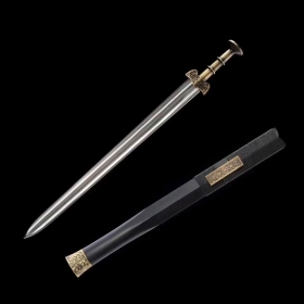 铜柄越王剑花纹钢双大槽|龙泉宝剑|花纹钢